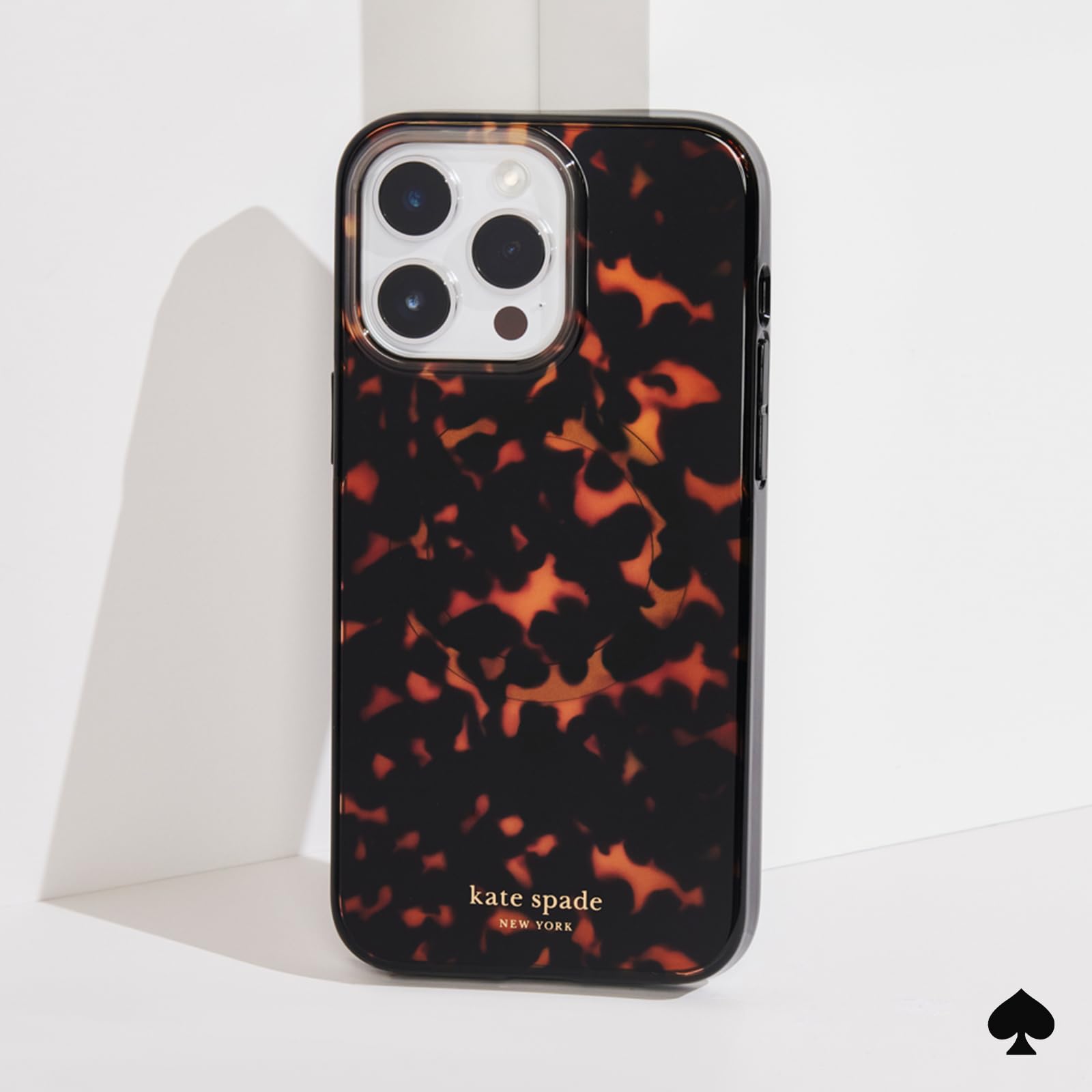 Kate Spade New York iPhone 15 Pro Case with MagSafe - Stylish Tortoiseshell Design for Women | Perfect for Work, Travel & Everyday Protection