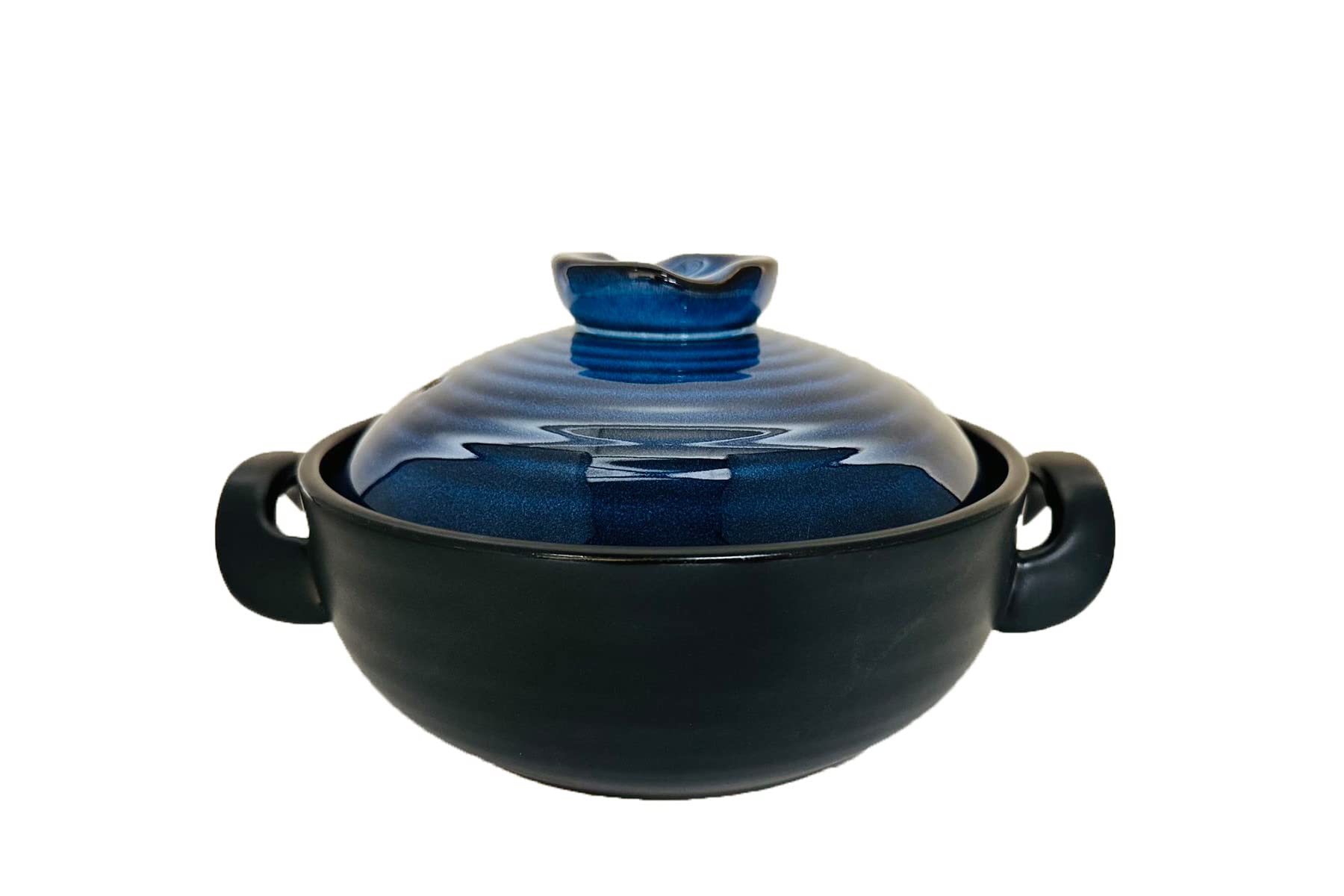 Premium Japanese Donabe Clay Pot - 1.5L/1.6QT Ceramic Stew Pot with Lid, Traditional Earthenware Cookware for Hot Pot, Soup & Rice Cooking - Blue (Ideal for Home Kitchen, Asian Cuisine & Slow Cooking)
