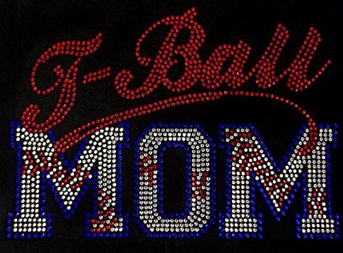 Sparkling Rhinestone Iron-On Transfer for T-Ball Moms - Custom Baseball Mom Designs for Team Spirit & Game Day Apparel