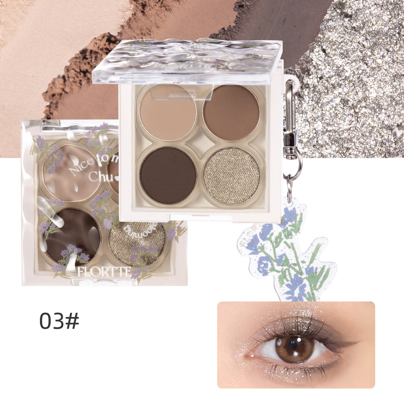 FLORTTE First Kiss Ripple Quad Eyeshadow Palette - 4 Matte & Shimmer Shades, Long-Lasting Pigmented Eye Makeup - Perfect for Date Night, Party & Everyday Wear