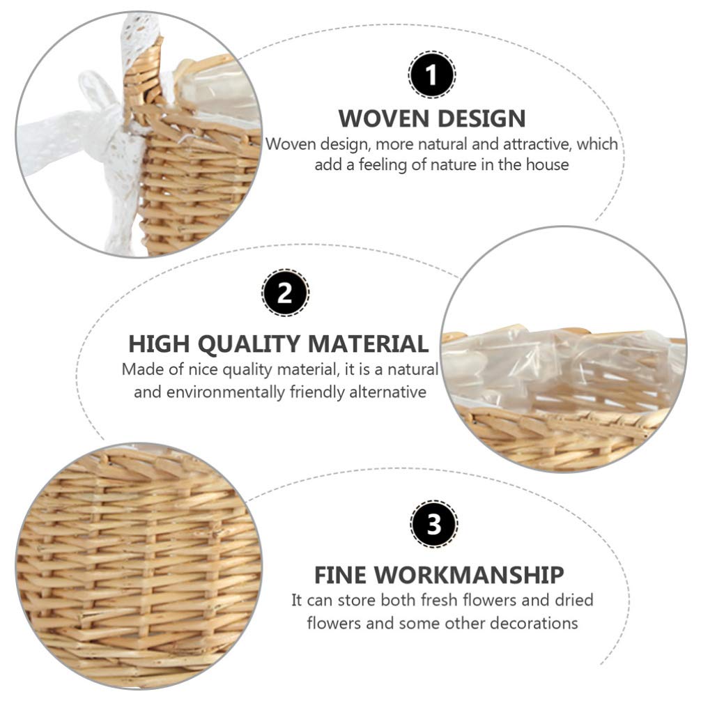 DOITOOL Woven Storage Basket with Handles - Easter, Wedding, Flower Girl Basket - Rustic Wicker Laundry & Decorative Basket for Home, Nursery, Farmhouse Decor