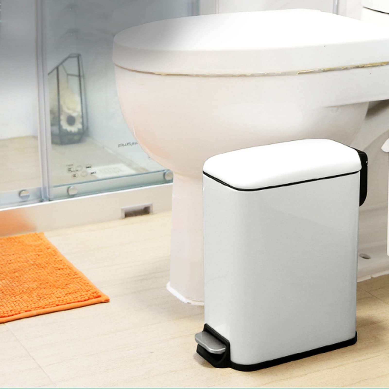 ENZZ Eco-Friendly Plastic Step Trash Can with Foot Pedal - 13 Gallon Kitchen & Bedroom Waste Bin for Home, Office & Hotel Use
