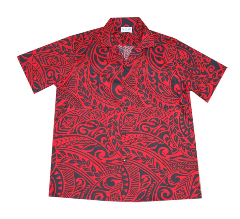 Men's Hawaiian Red Black Tattoo Aloha Shirt - Short Sleeve Casual Button Up Shirt - XXX-Large - Tropical Beach Party, Luau, Summer Vacation & Hawaiian Theme Outfit