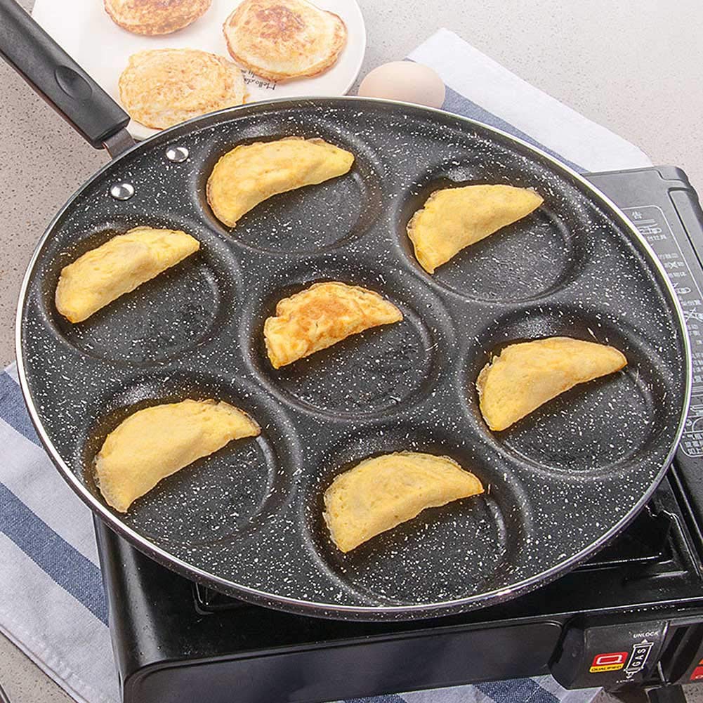 CANDeal 7-Cup Aluminum Non-Stick Egg Frying Pan - Perfect for Swedish Pancakes, Plett, Crepes & Multi-Egg Cooking | Ideal for Breakfast, Brunch & Family Gatherings