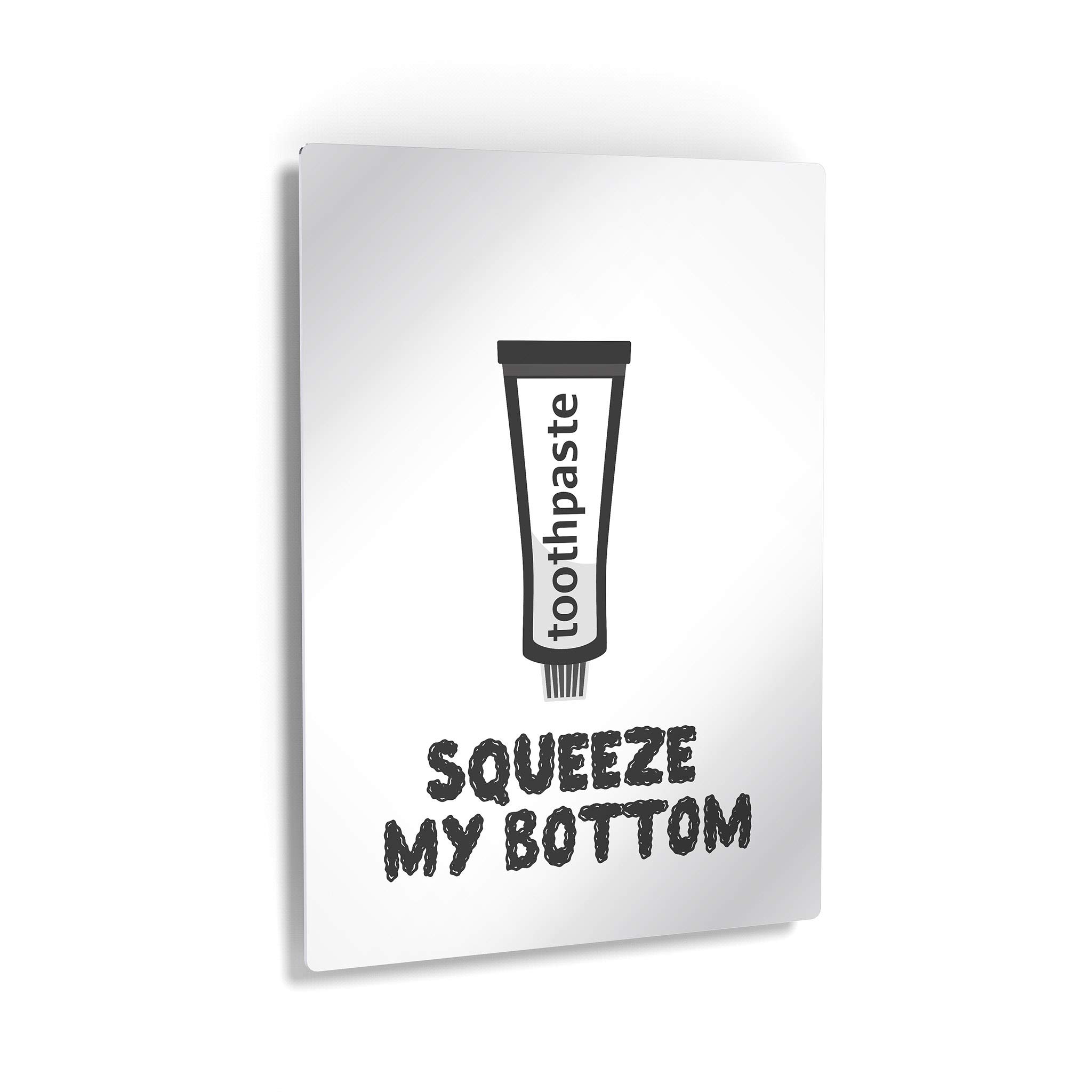 Funny Bathroom Sign - Squeeze My Bottom Quote Metal Print Wall Art | Ready to Hang Bathroom Decor (17x11 Inch) | Humorous Toilet Wall Decor for Home & Office | Made in USA | Perfect for Powder Rooms, Guest Baths & Apartment Decor