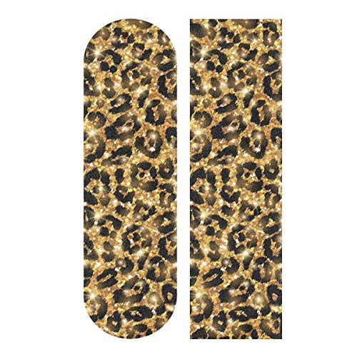 Gold Leopard Skin Skateboard Grip Tape - Durable Longboard & Scooter Griptape Sheet for Enhanced Grip on Rollerboards, Stairs, and Pedals - Perfect for Urban Commuting and Skate Park Adventures