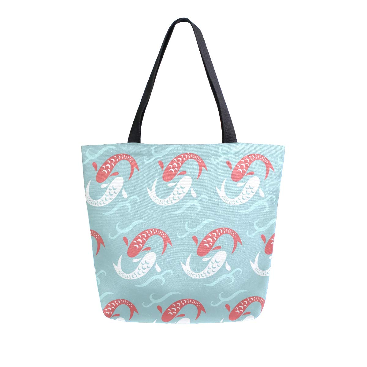 Lucky Carp Canvas Tote Bag - Eco-Friendly Reusable Grocery Shopping Bag with Sturdy Handles - Perfect for Farmers Market, Beach Trips & Daily Errands