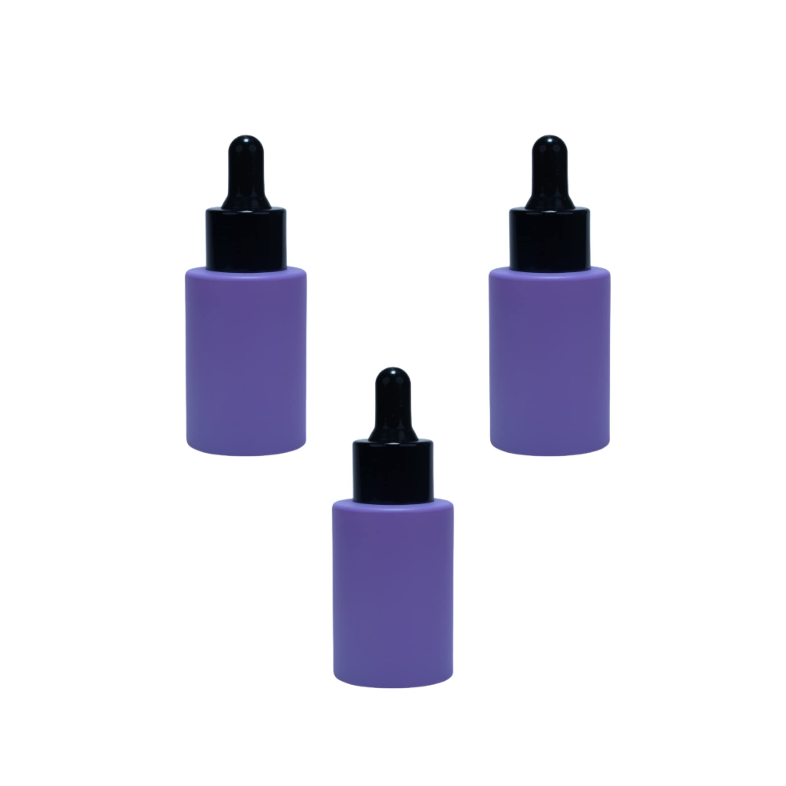**Rentra S.P.A 30ml Matte Purple Glass Bottle with Dropper & Black Ring - 3 Pack for Essential Oils, Carrier Oils, Serum & Cosmetics - Perfect for DIY Beauty, Aromatherapy & Skincare Storage**
