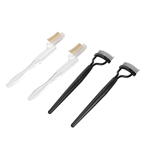 Stainless Steel Eyelash Comb & Mascara Applicator - 4-Piece Eyebrow Brush Set with Folding Design for Safe Makeup Application | Perfect for Salon, Travel & Home Use