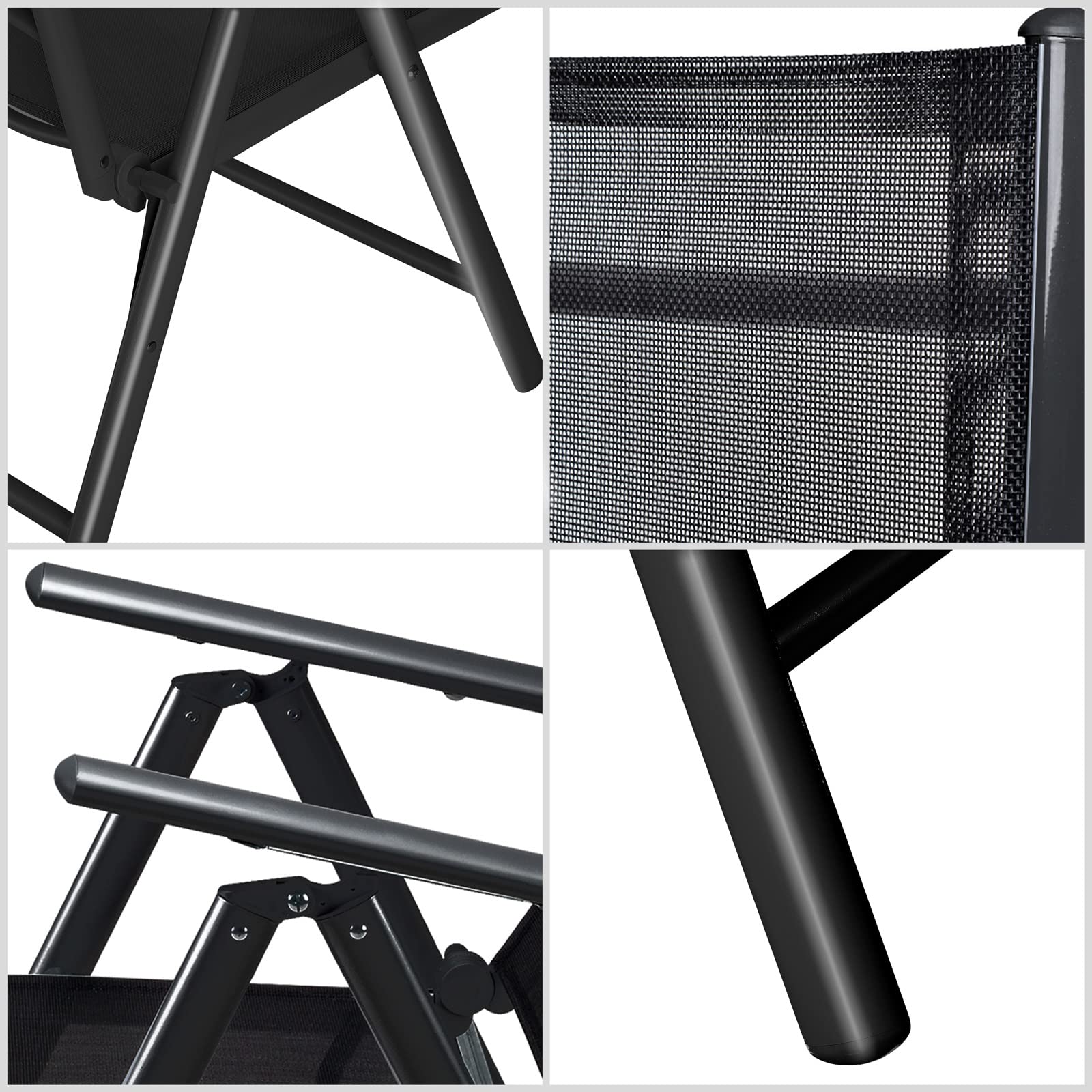 Casaria® Aluminum Folding Outdoor Dining Table 90x90cm - Weatherproof 4-Person Patio Set for Garden, Balcony & Terrace - Anthracite Black (Perfect for BBQs, Outdoor Entertaining & Small Space Living)