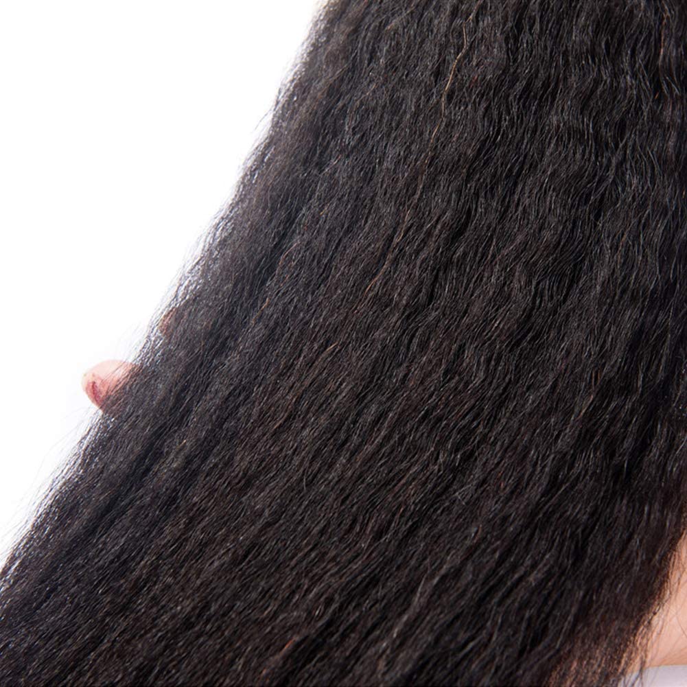 10A Yaki Kinky Straight 100% Unprocessed Brazilian Virgin Human Hair Bundles - 24/26/28 Inch Sew-in Hair Extensions for Black Women | Natural Color for Everyday Wear, Special Occasions & Protective Styling