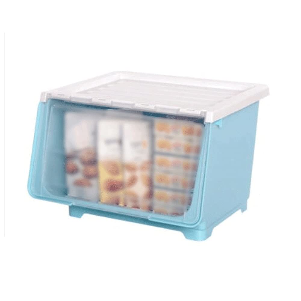 WOCOYO Plastic Storage Box with Front Flip Lid - 43 x 33 x 30.2cm Organizer for Toys, Snacks, Clothes & Bathroom Supplies | Durable Household Storage Solution for Bedroom, Kids Room & Office Organization