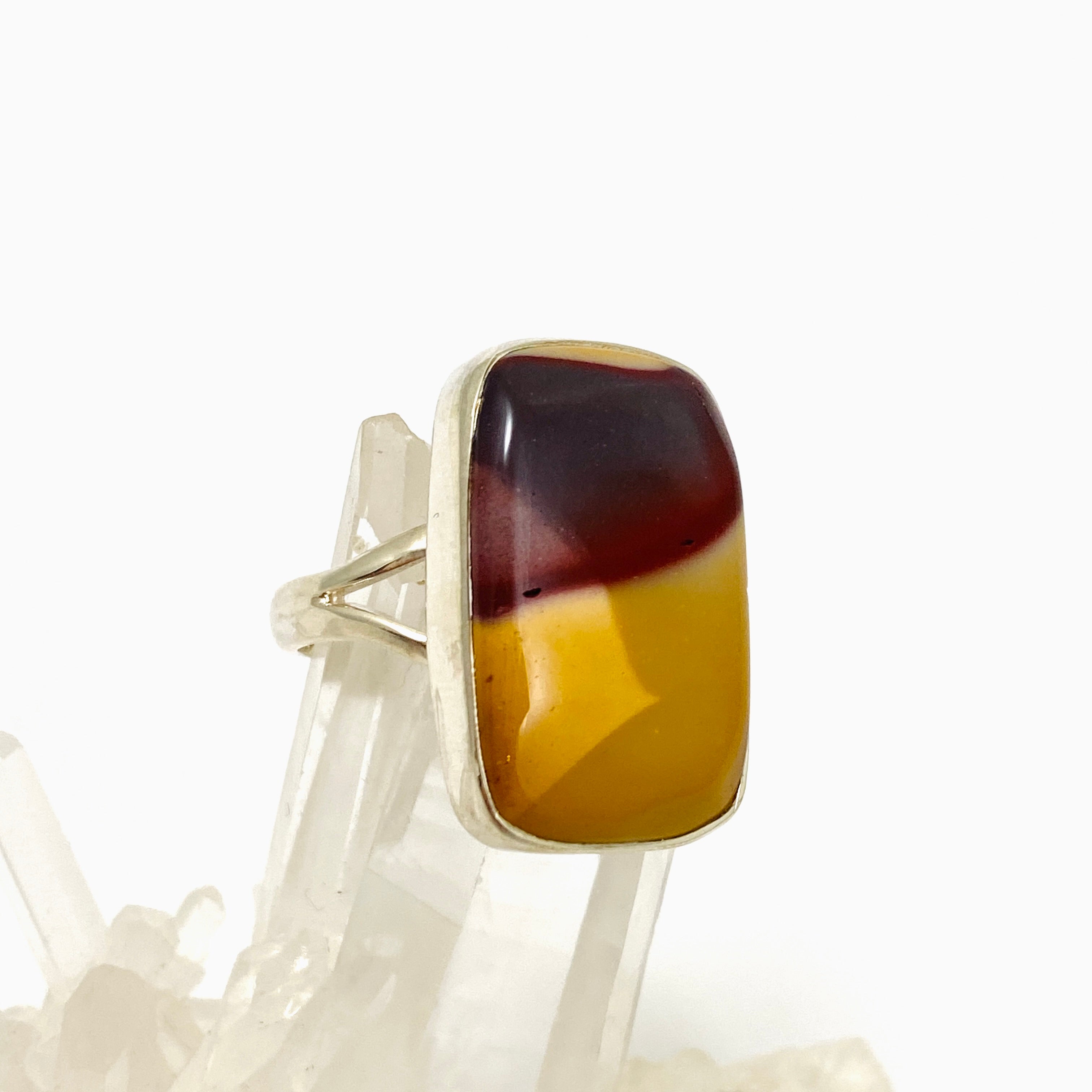 Natural Mookaite Rectangular Cabochon Ring - Size 9 - KRGJ3385 - Perfect for Boho Jewelry & Crystal Healing Collections
