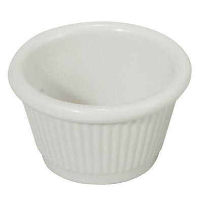 Winco 1.5 Oz Fluted Melamine Ramekin - White Dessert Cup for Baking, Serving, and Food Storage | Perfect for Soufflés, Custards, and Party Appetizers