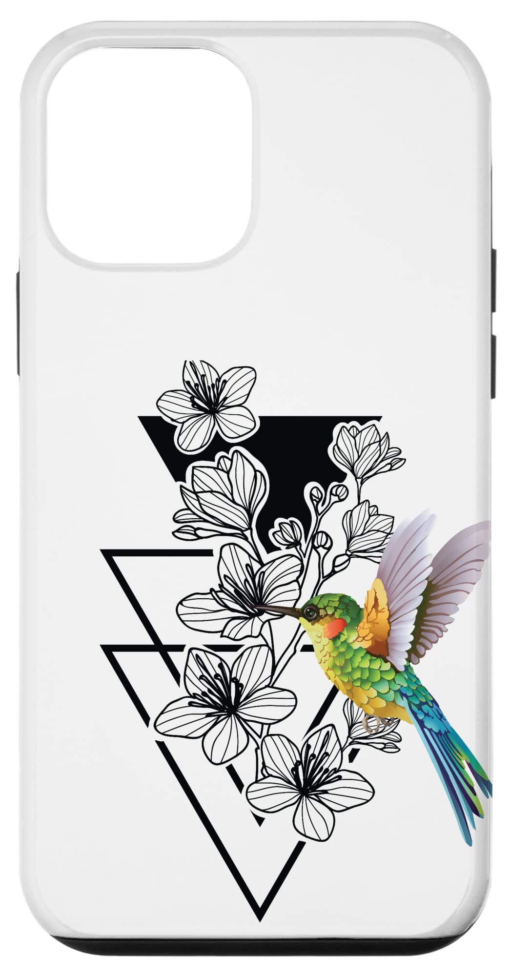 Colorful Hummingbird Flowers Art Case for iPhone 12 Mini - Trendy Protective Phone Cover for Women & Girls - Perfect for Everyday Use, Travel & Gifts