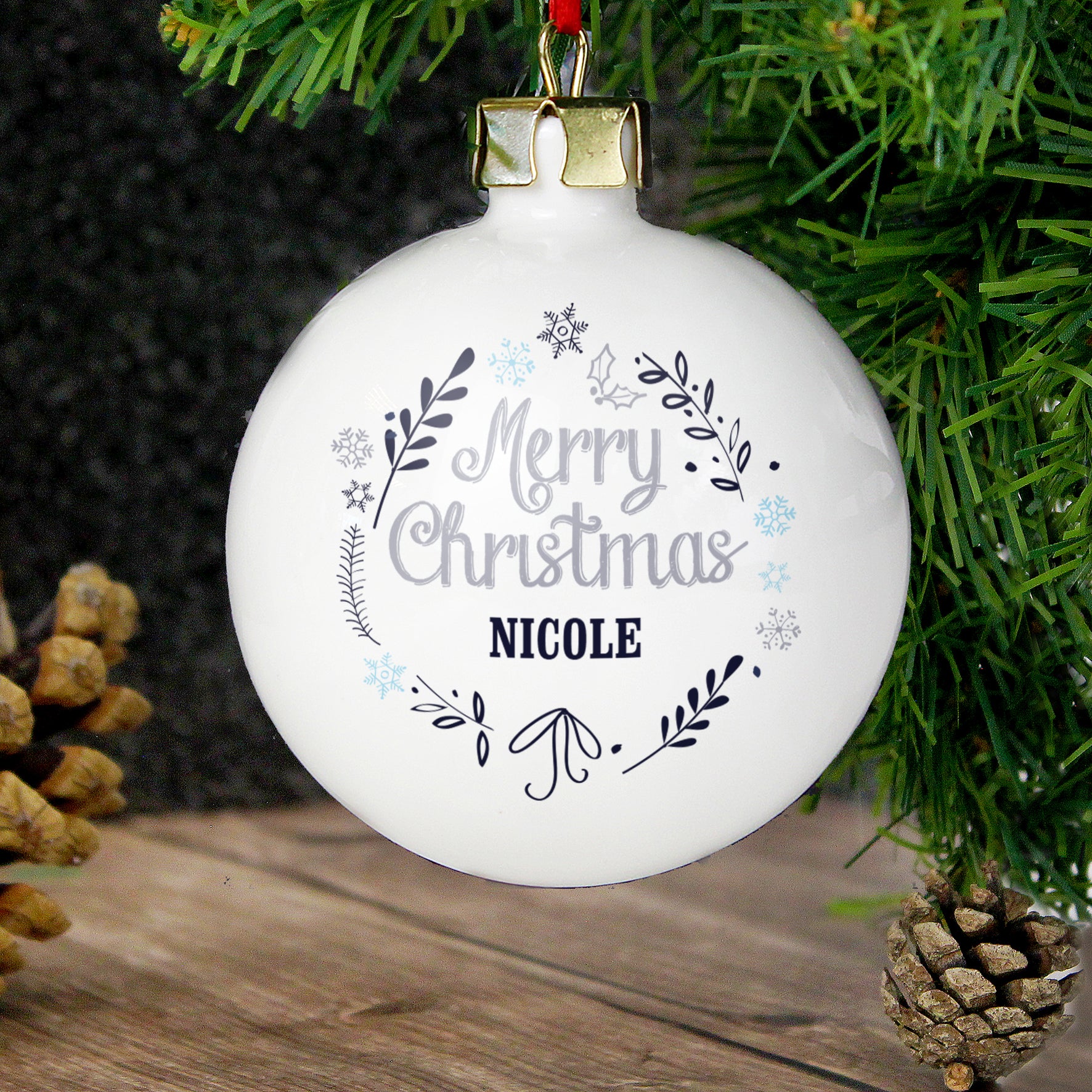 Personalized Christmas Frost Bauble Ornament - Custom Holiday Decor for Tree, Gift & Festive Home Decoration