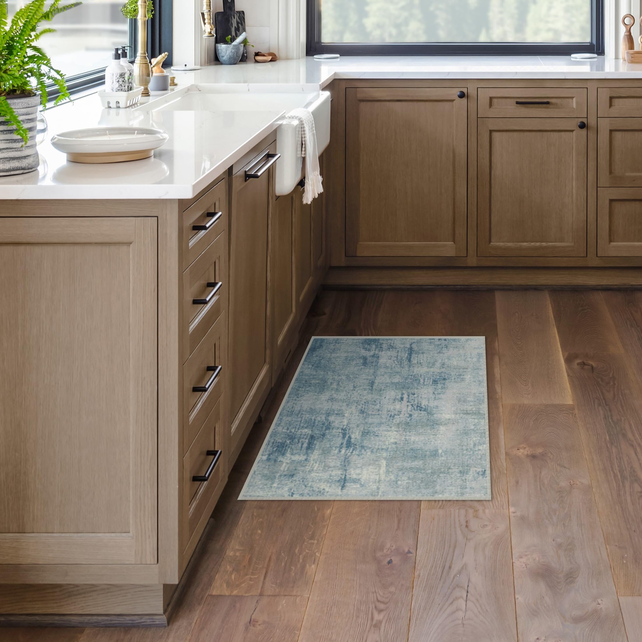 Ruggable Washable 2x3 Area Rug - Impasto Slate Blue | Premium Modern Non-Slip Rug for Living Room, Bedroom, Kitchen, Office & Classroom | Includes Gripper Pad | Perfect for High-Traffic Areas & Pet-Friendly Homes