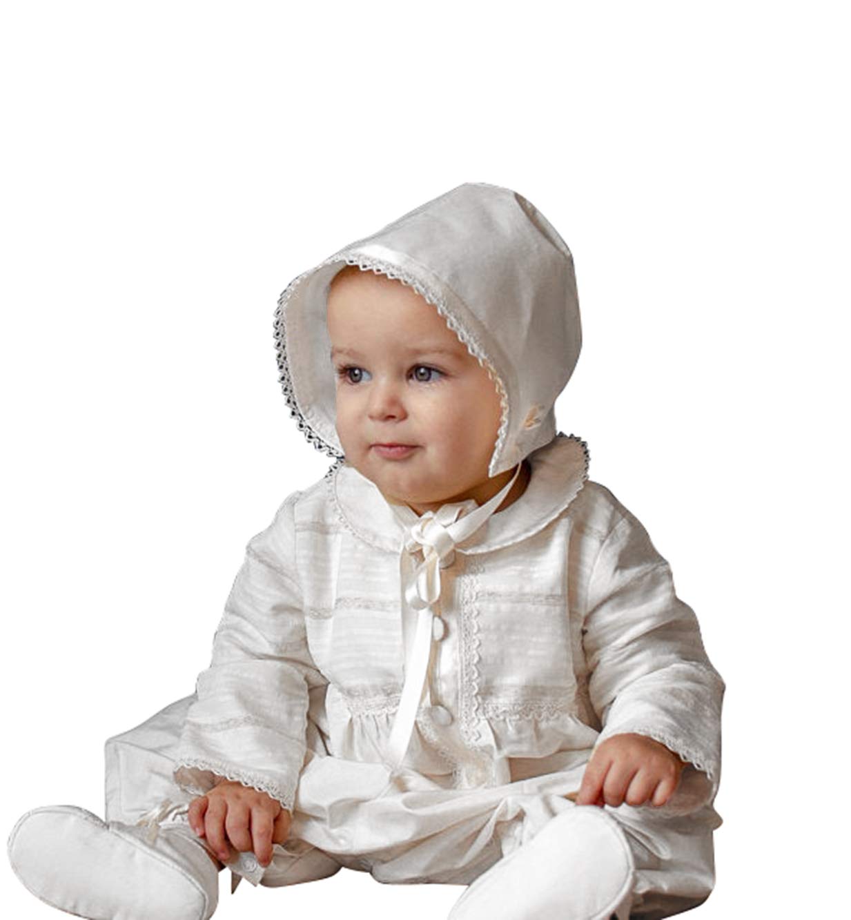 2-Piece Baby Boy Christening Outfit - Baptism Romper, Jacket & Bonnet Set | Perfect for Infant Baptism, Christening & Special Occasions