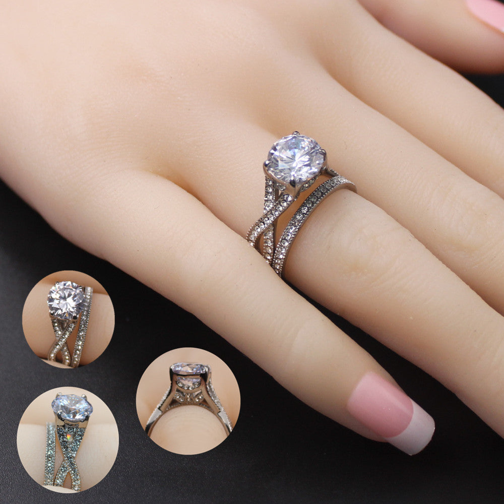 MABELLA Sterling Silver Cubic Zirconia Infinity Solitaire Ring for Women - Wedding, Engagement & Anniversary Jewelry Gift - Perfect for Bridal, Proposal & Romantic Occasions