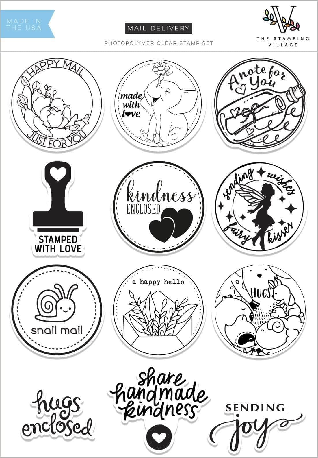 Premium Mail Delivery Stamp Set by The Stamping Village - Perfect for Envelopes, Letters & DIY Scrapbooking Projects