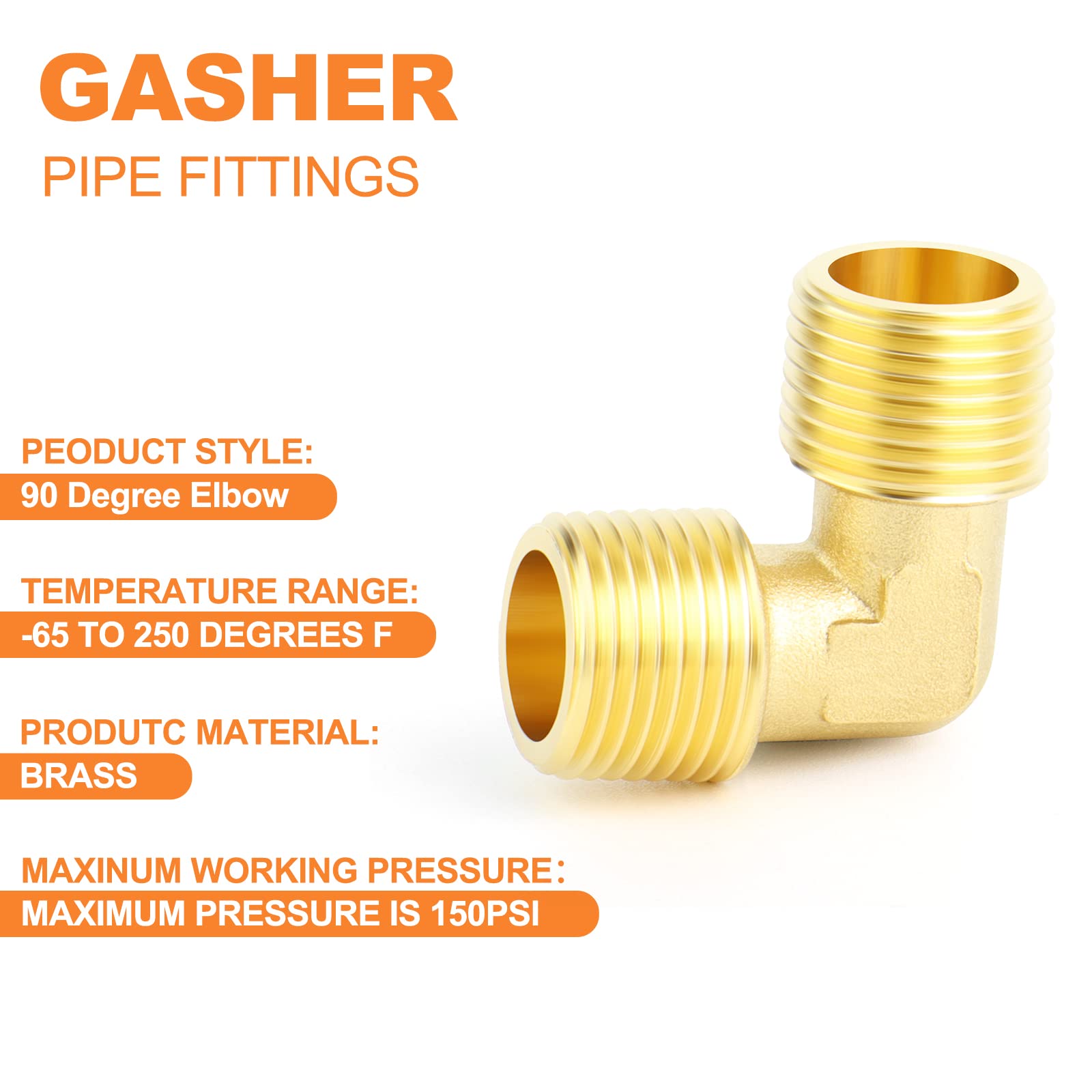 90 Degree Barstock Street Elbow - 5PCS 1/4 Inch NPT Male to Male Brass Pipe Fitting - Perfect for Plumbing, HVAC, and Industrial Applications