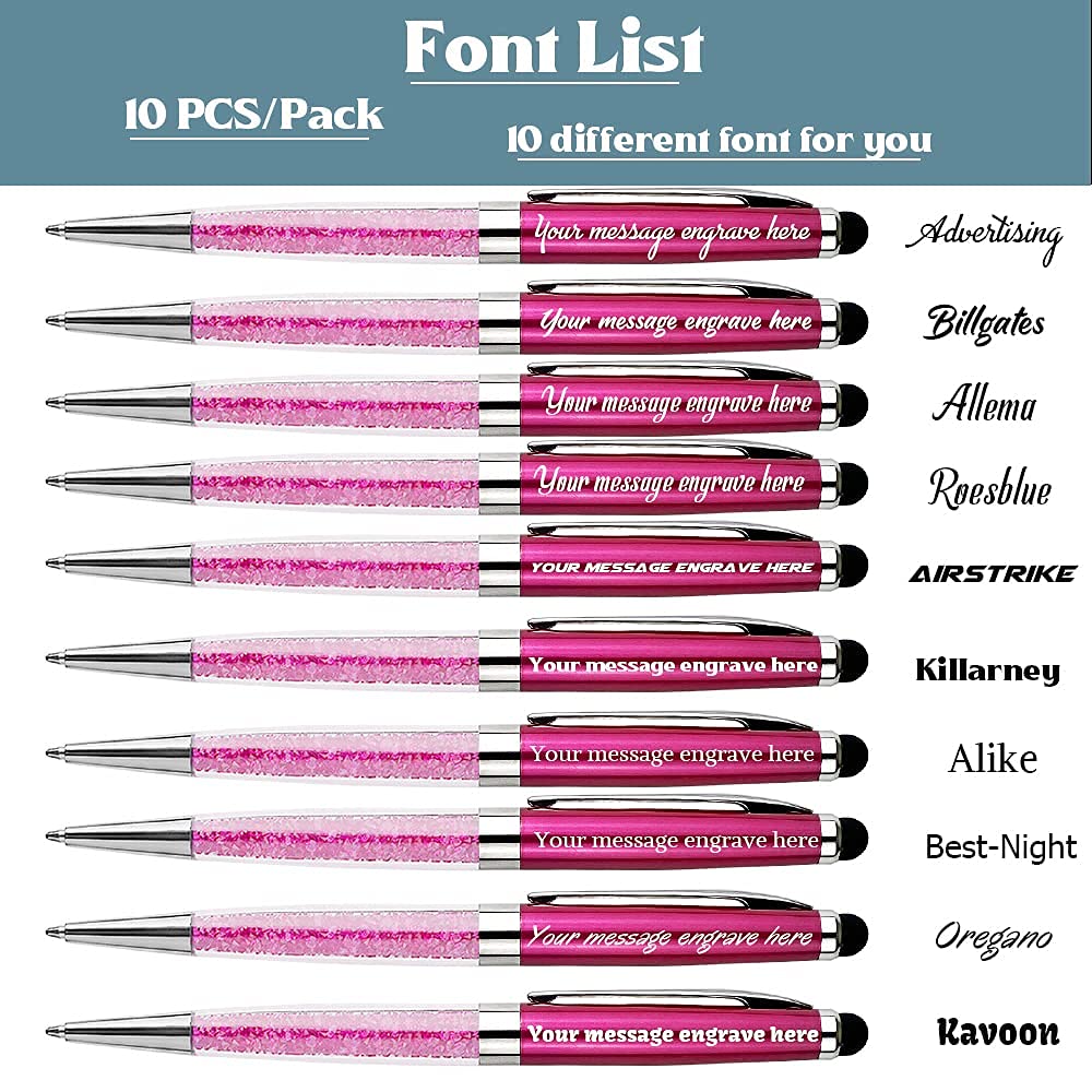 Ancolo Personalized Diamond Pens with Stylus Tip - Engraved Office Gift Set with Black Ink Refills | Custom Name, Company, Team Name & Phone Number | Perfect Gift for Women, Girls, Colleagues | Ideal for Business Meetings, Corporate Events & Special Occasions