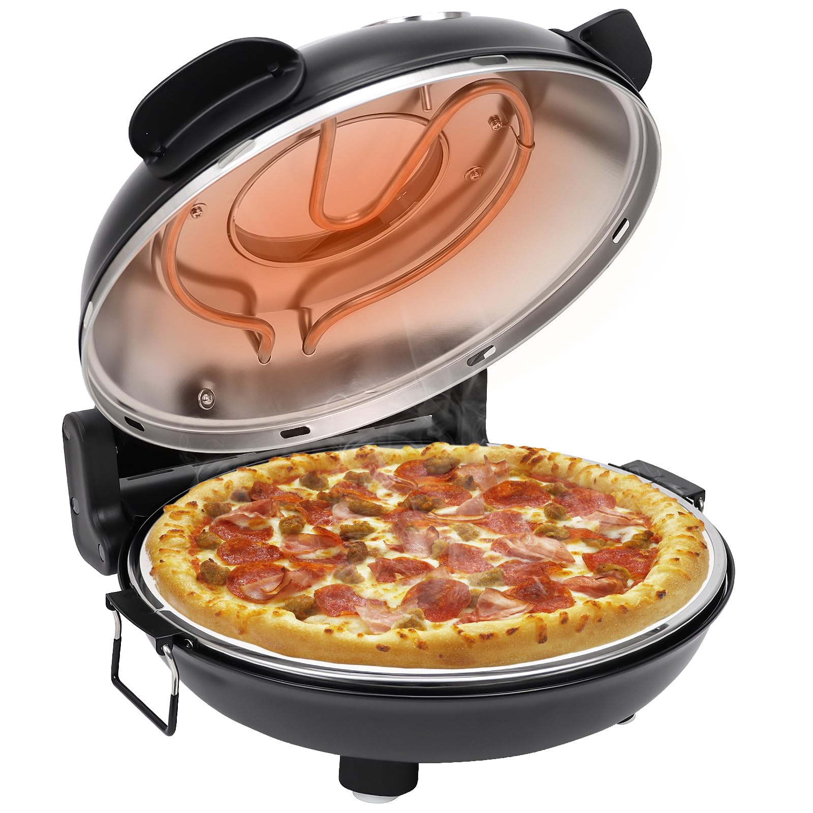 Upgraded 12 Inch Countertop Pizza Oven for Indoor & Outdoor Use - Portable Pizza Maker with Viewing Window, Adjustable Temperature (Up to 800°F) - Perfect for Home, Parties, Camping & Backyard Cooking