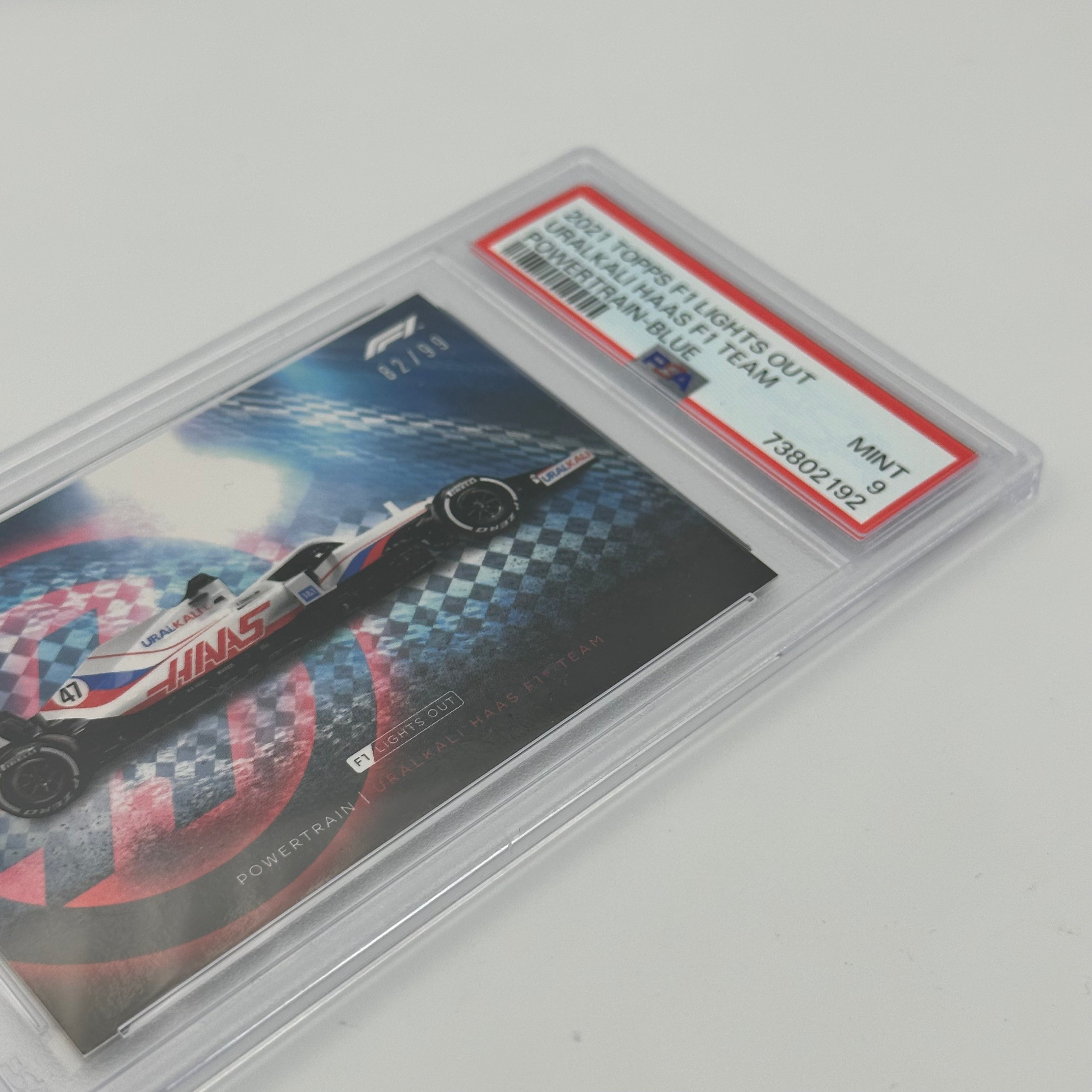 PSA 9 Graded 82/99 Uralkali Haas F1 Team Power Train Blue - Perfect for F1 Collectors and Racing Enthusiasts