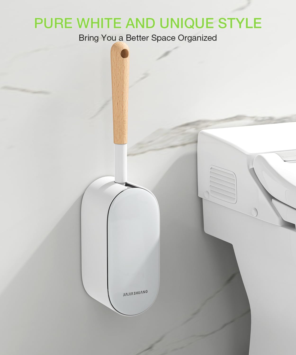 OSCIOSS Bamboo Toilet Brush and Holder Set - Ergonomic Design, Compact & Durable Bristles for RV, Bathroom Cleaning - Eco-Friendly Wooden Toilet Cleaner for Home, Camping, and Travel Use