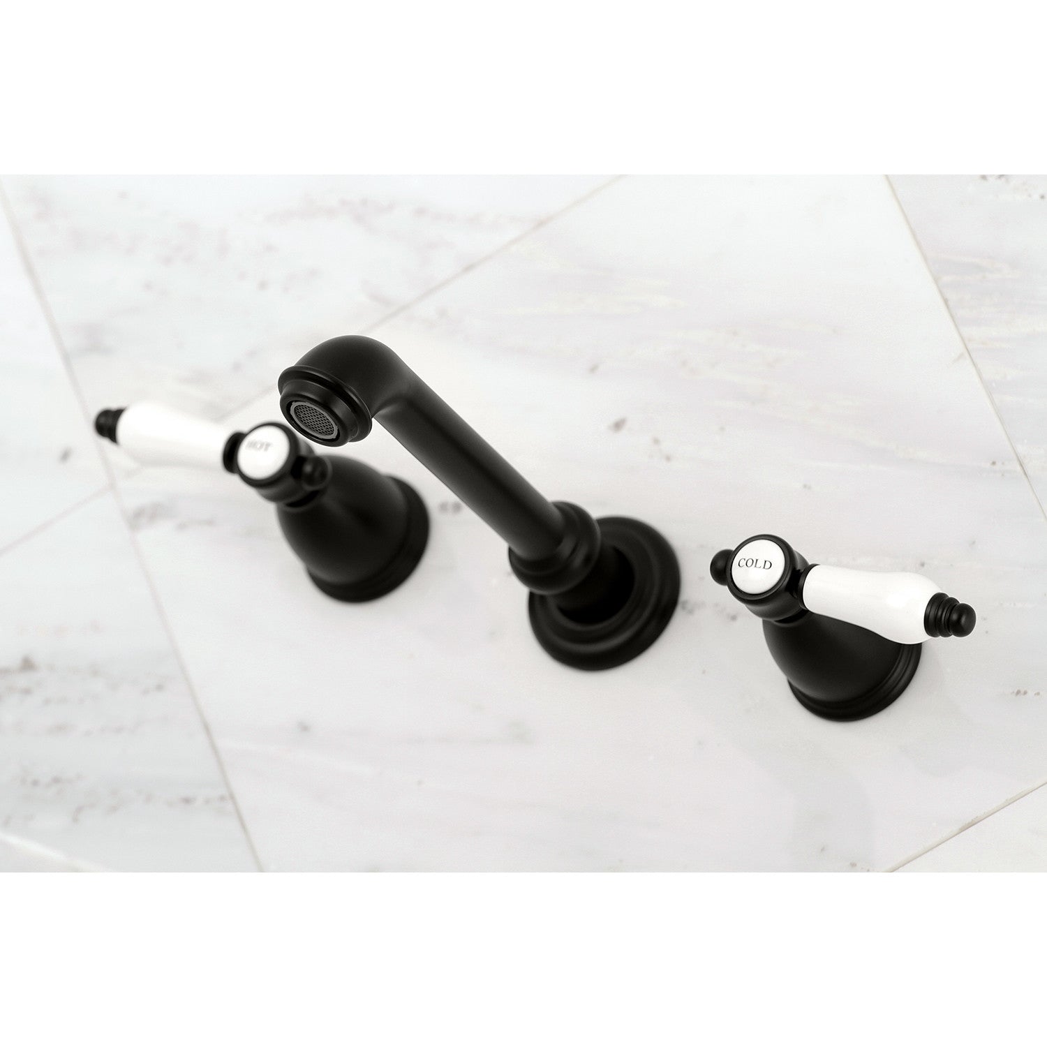 Bel Air KS7020BPL Matte Black Roman Tub Faucet - Two Handle 3 Hole Wall Mount Bathroom Faucet for Luxury Bathtubs and Spa Retreats
