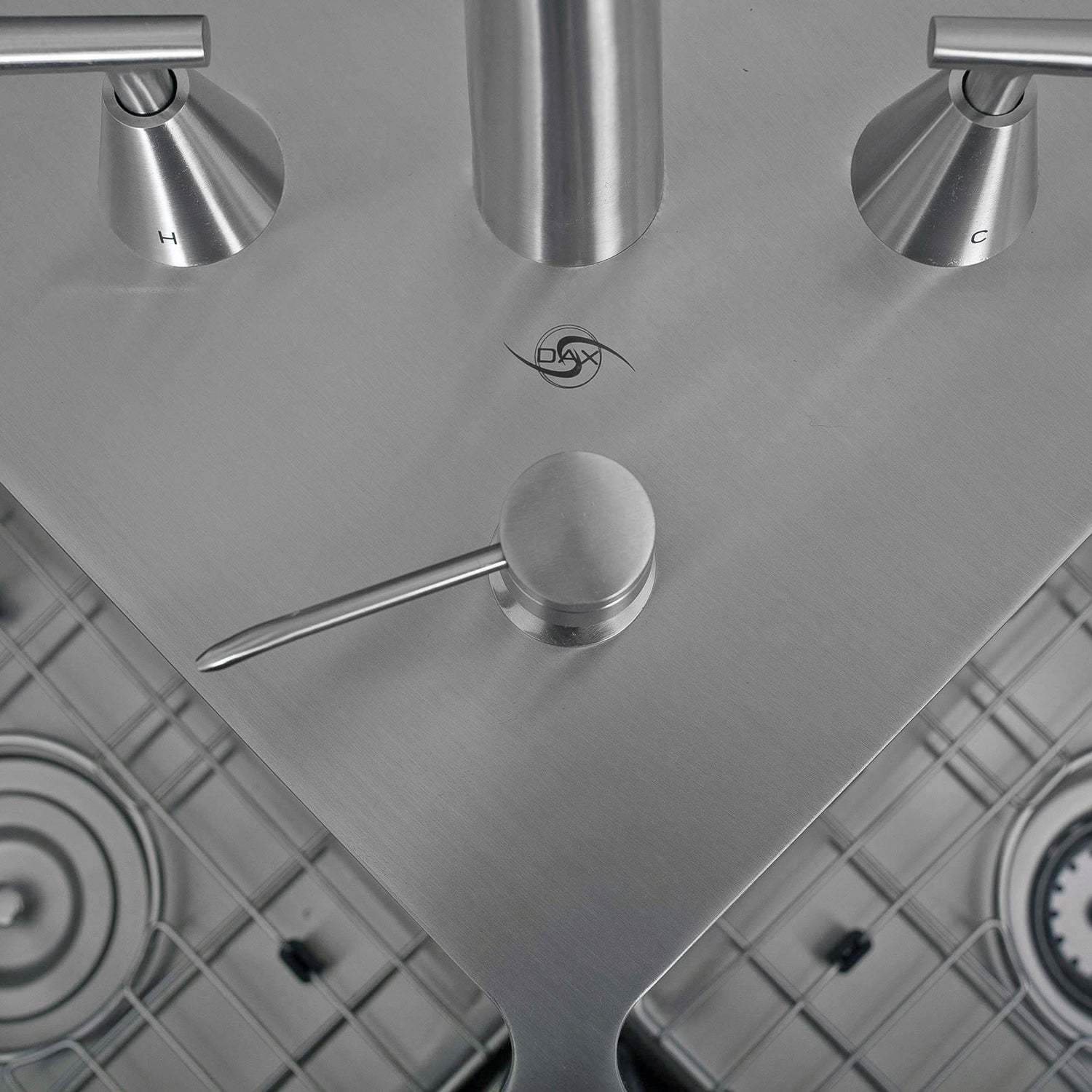 DAX 334 Handmade Corner Kitchen Sink - 16 Gauge Brushed Stainless Steel, 44 3/8