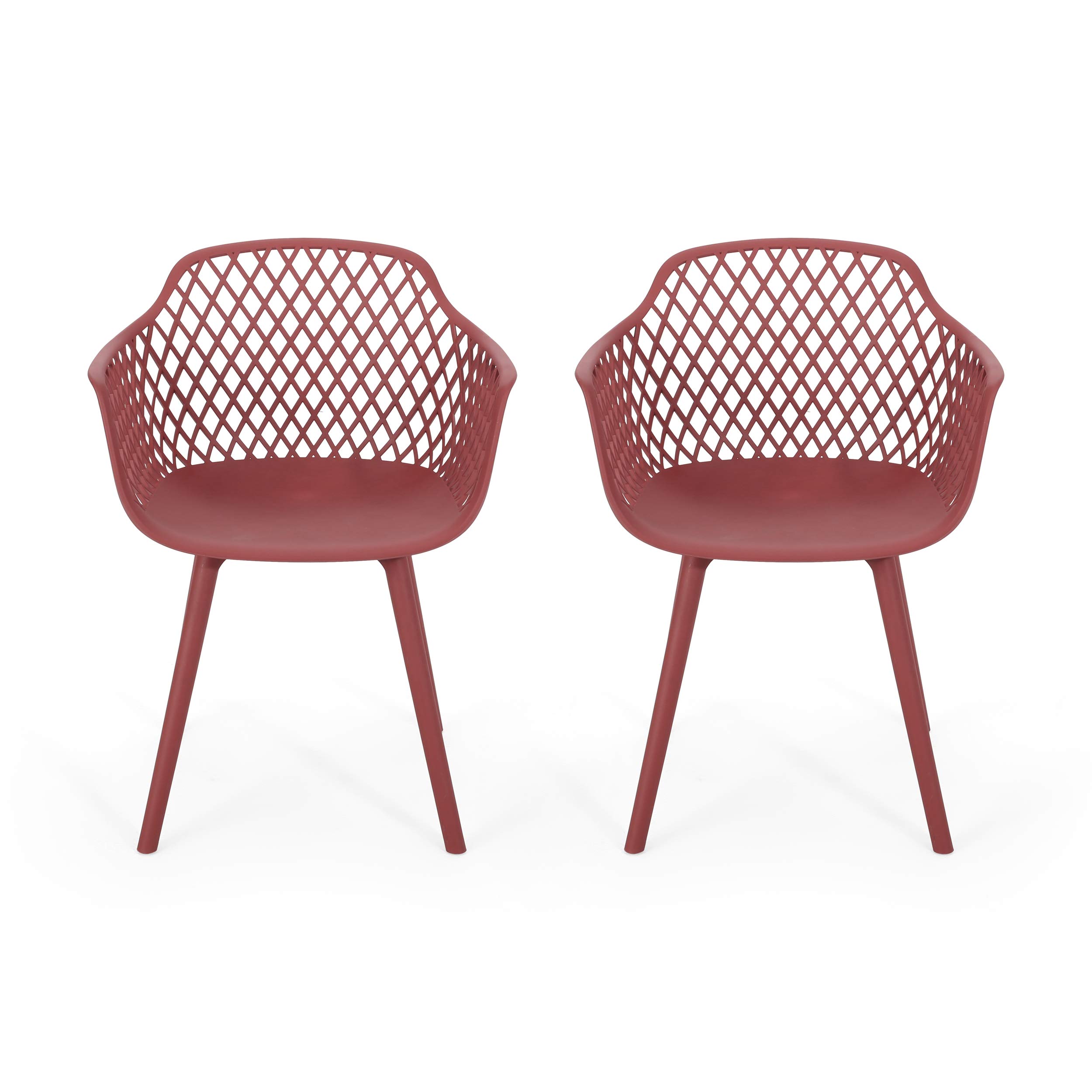 Christopher Knight Home Delia Outdoor Dining Chair Set of 2 - Weather-Resistant Red Patio Chairs for Backyard, Garden & Poolside Dining