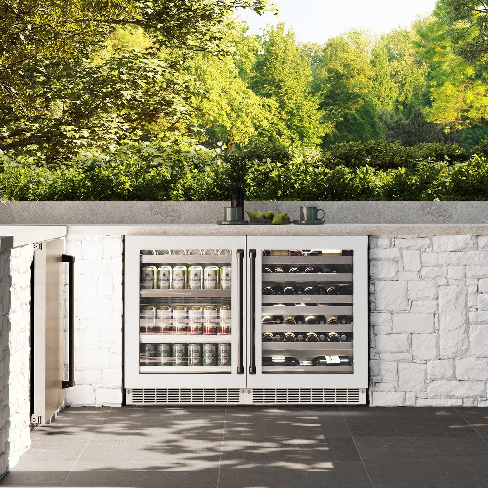 ZLINE Autograph Edition 24 Inch Touchstone Dual Zone 44 Bottle Wine Cooler - White Matte Glass Door & Matte Black Handle - Perfect for Home Bars, Restaurants, and Wine Cellars (RWDOZ WM 24 MB)