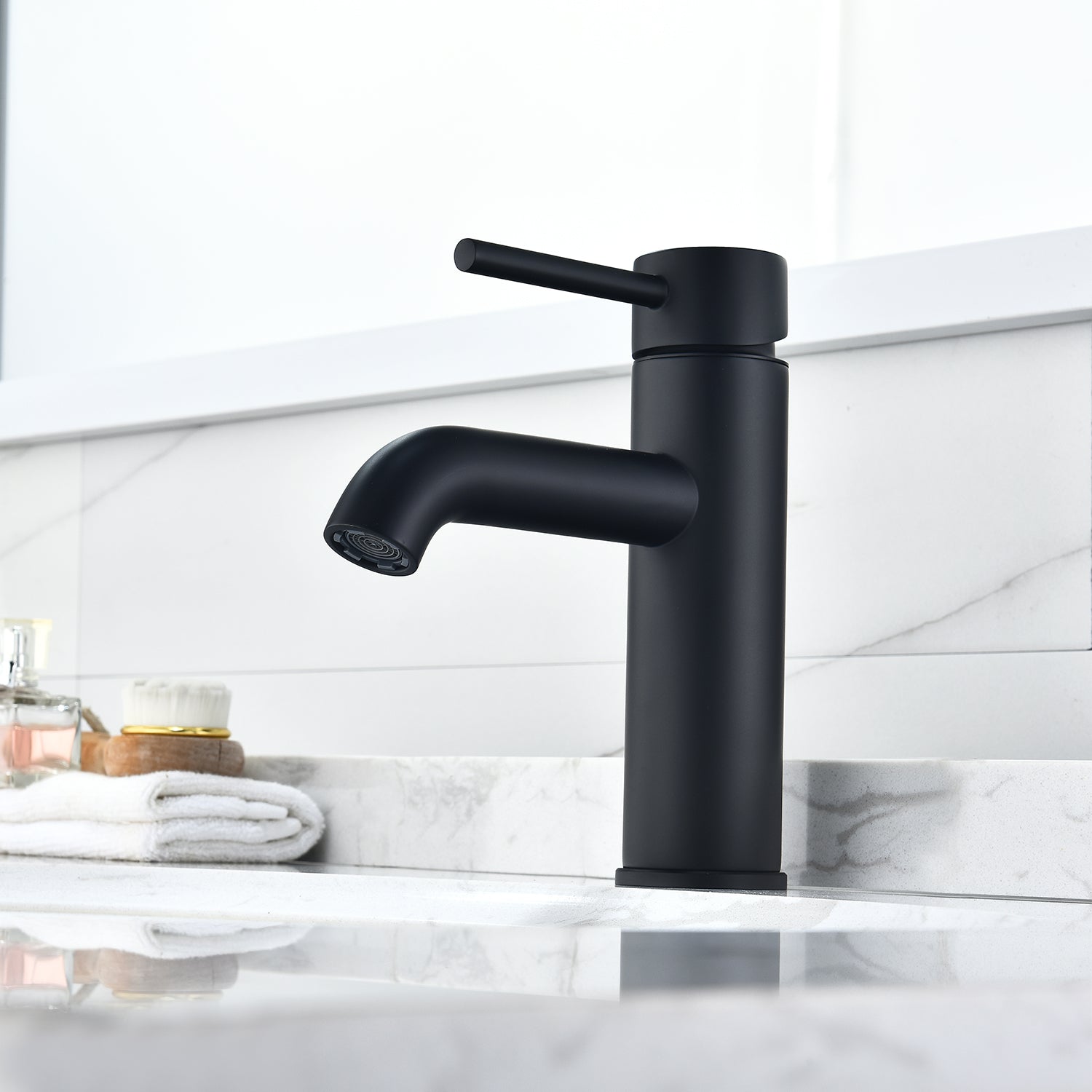 Tubize Single Hole Single Handle Bathroom Faucet - Modern Waterfall Bathroom Sink Faucet for Vanity, Powder Room & Guest Bathroom