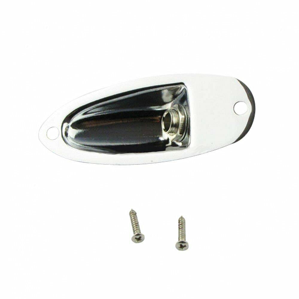 Stratocaster Style Chrome Guitar Jack Plate Ferrule - Replacement Boat Cup Parts for Fender Strat Electric Guitars | Perfect for DIY Guitar Repair & Upgrades