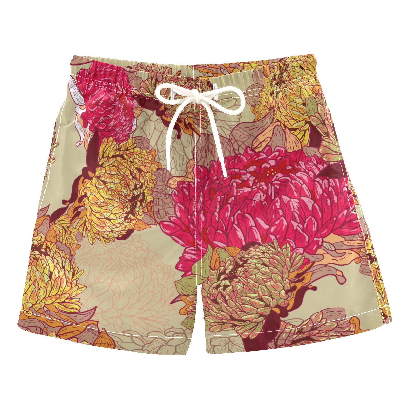 **Boys Floral Swim Trunks for Toddlers 2-8 Years - Quick Dry Bathing Suits with Artistic Patterns - Perfect for Beach, Pool & Summer Vacations**