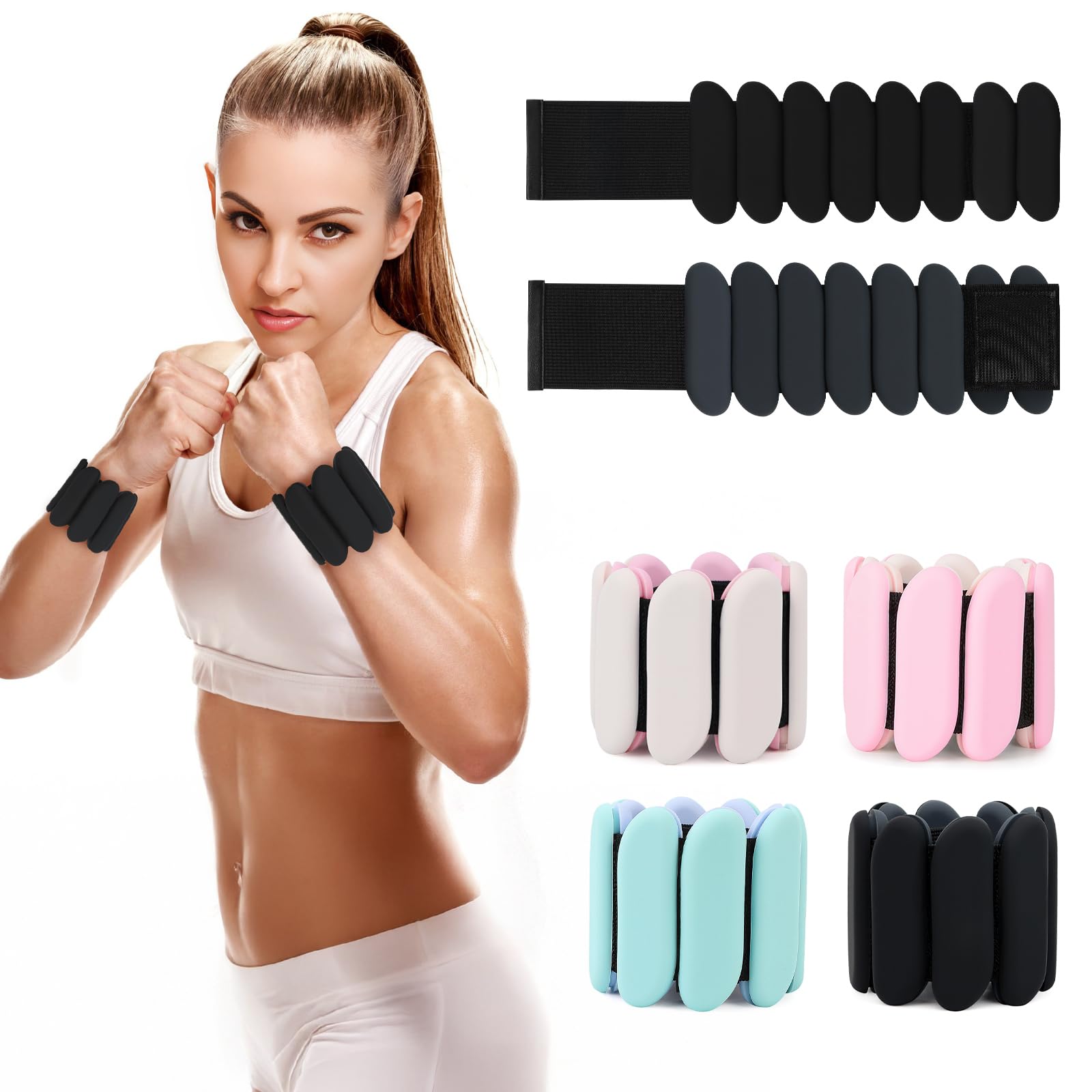 Adjustable 2lb Wrist Weights for Women & Men - 2Pcs Wearable Silicone Ankle & Arm Weights for Walking, Yoga, Gym & Home Workouts - Perfect for Strength Training, Fitness & Rehabilitation Exercises