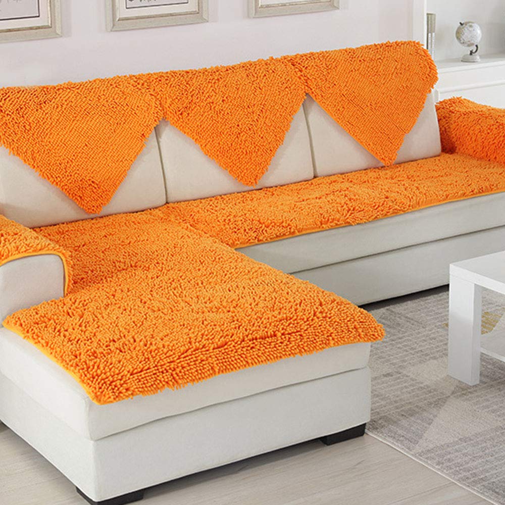 SVIO-SOFACOVER Shaggy Chenille Sofa Slipcover - Orange Furniture Protector for Couch (28
