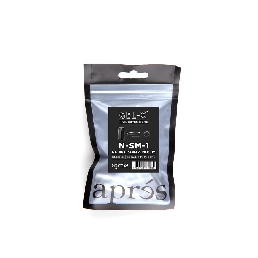 Apres Gel X Natural Square Medium Gel X Tip Refill #000 #9 - Perfect for Nail Extensions & Salon Quality Manicures at Home