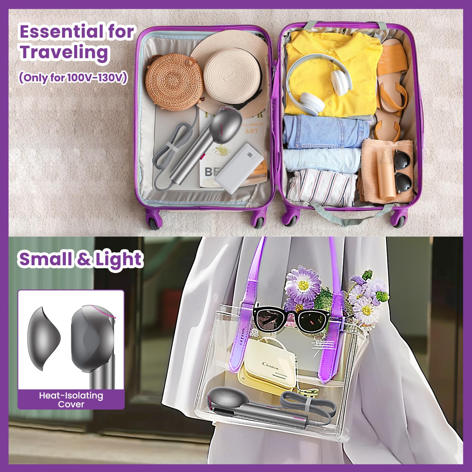 Portable Handheld Steamer for Clothes - 15-Second Fast Heating Mini Garment Steamer to Remove Wrinkles | Travel-Friendly, Compact & Lightweight | Perfect for Home, Office & Travel Essentials