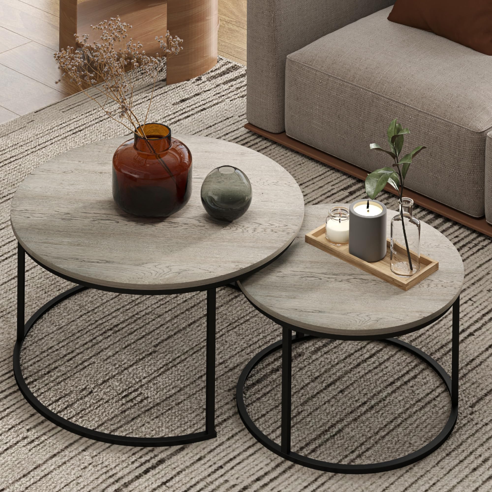 2-Piece Round Nesting Coffee Table Set - 31.5