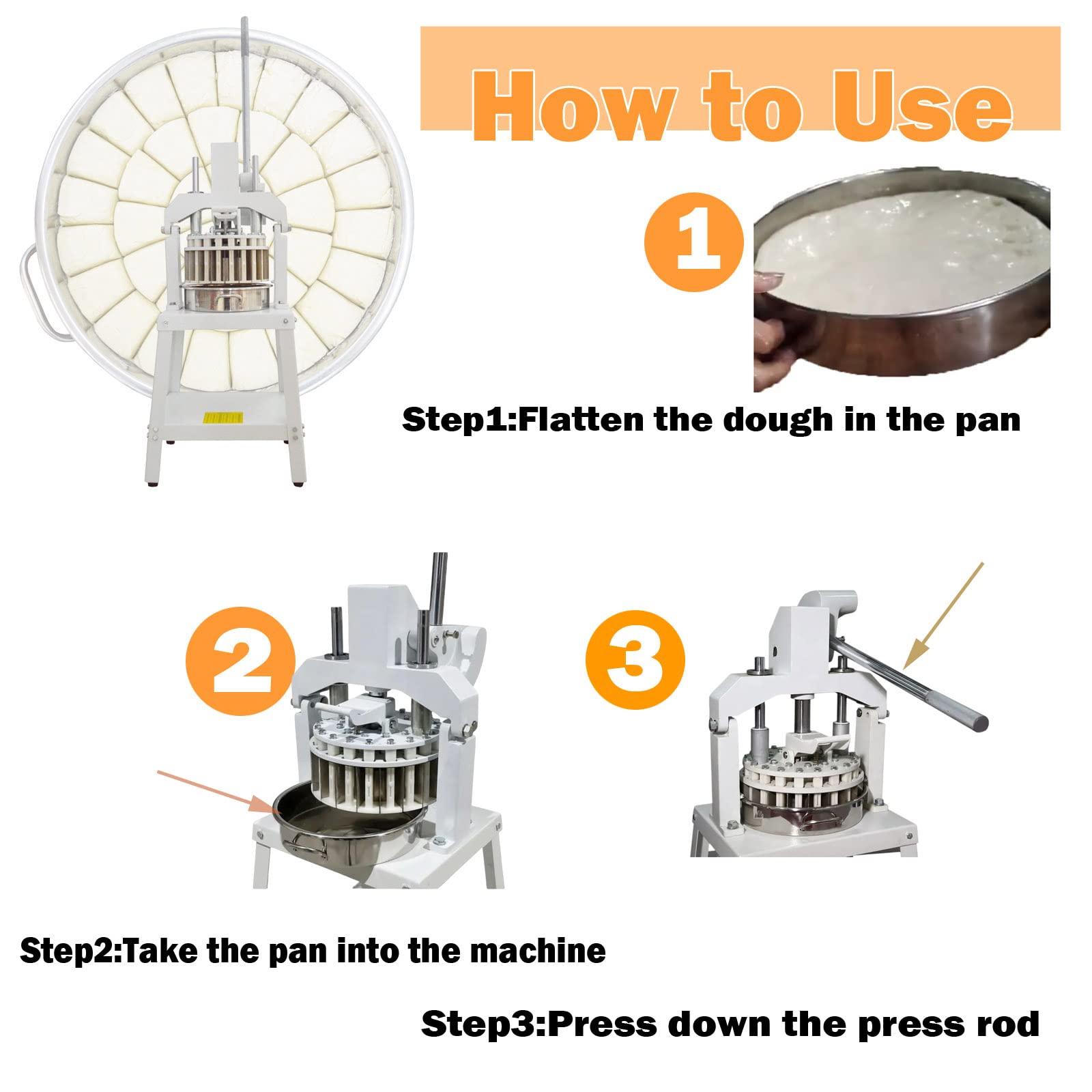 36Pcs Stainless Steel Manual Dough Divider Cutter Machine for Bakery - 30g-160g Dough Portioning Tool for Pizza, Pastry, Bread & Cookies | Perfect for Home Bakers & Commercial Kitchens