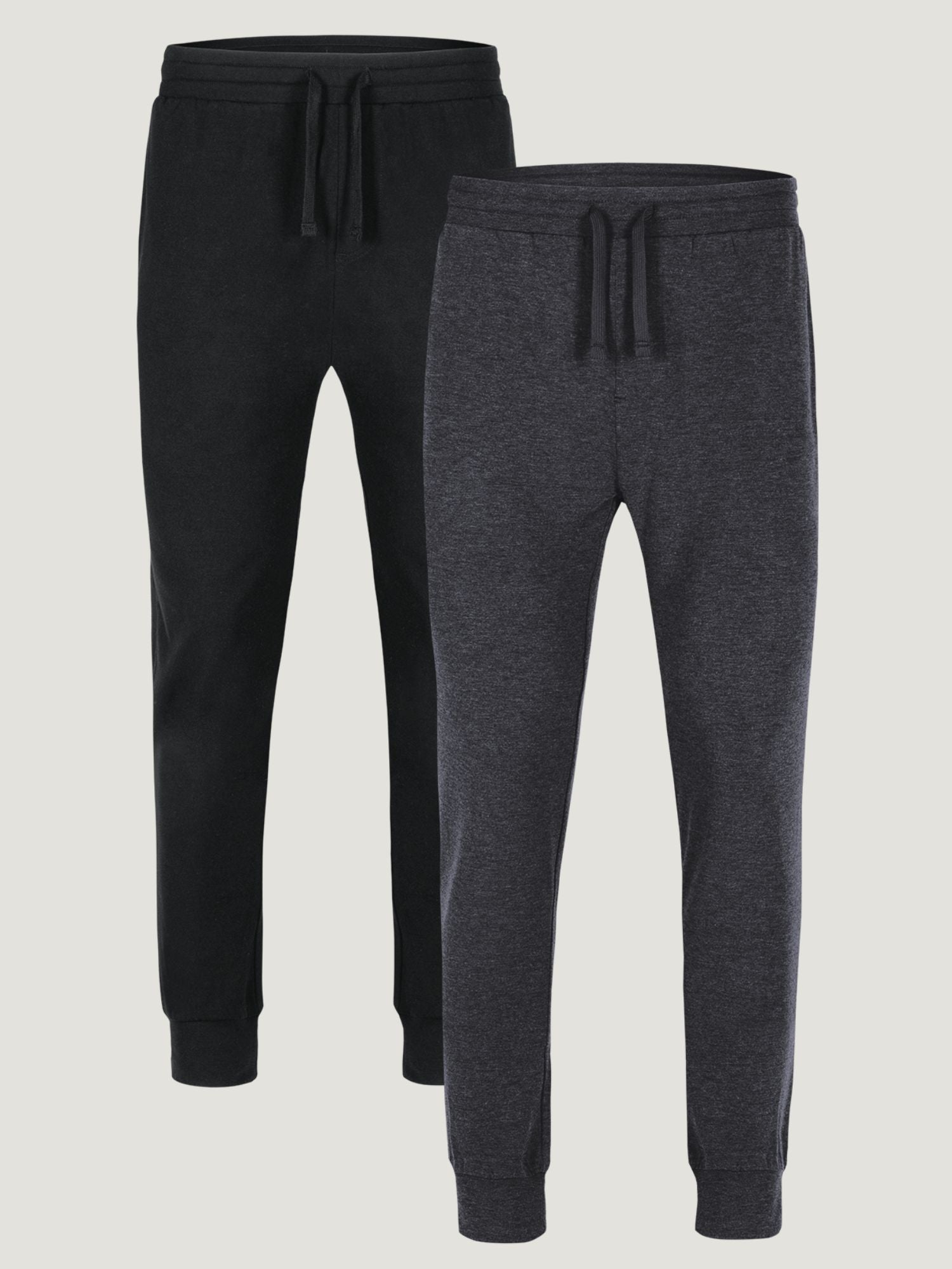Black & Charcoal Men's Jogger Pants 2-Pack - Comfortable Lounge & Workout Pants for Casual Wear, Running, Gym, and Relaxing at Home - Final Sale