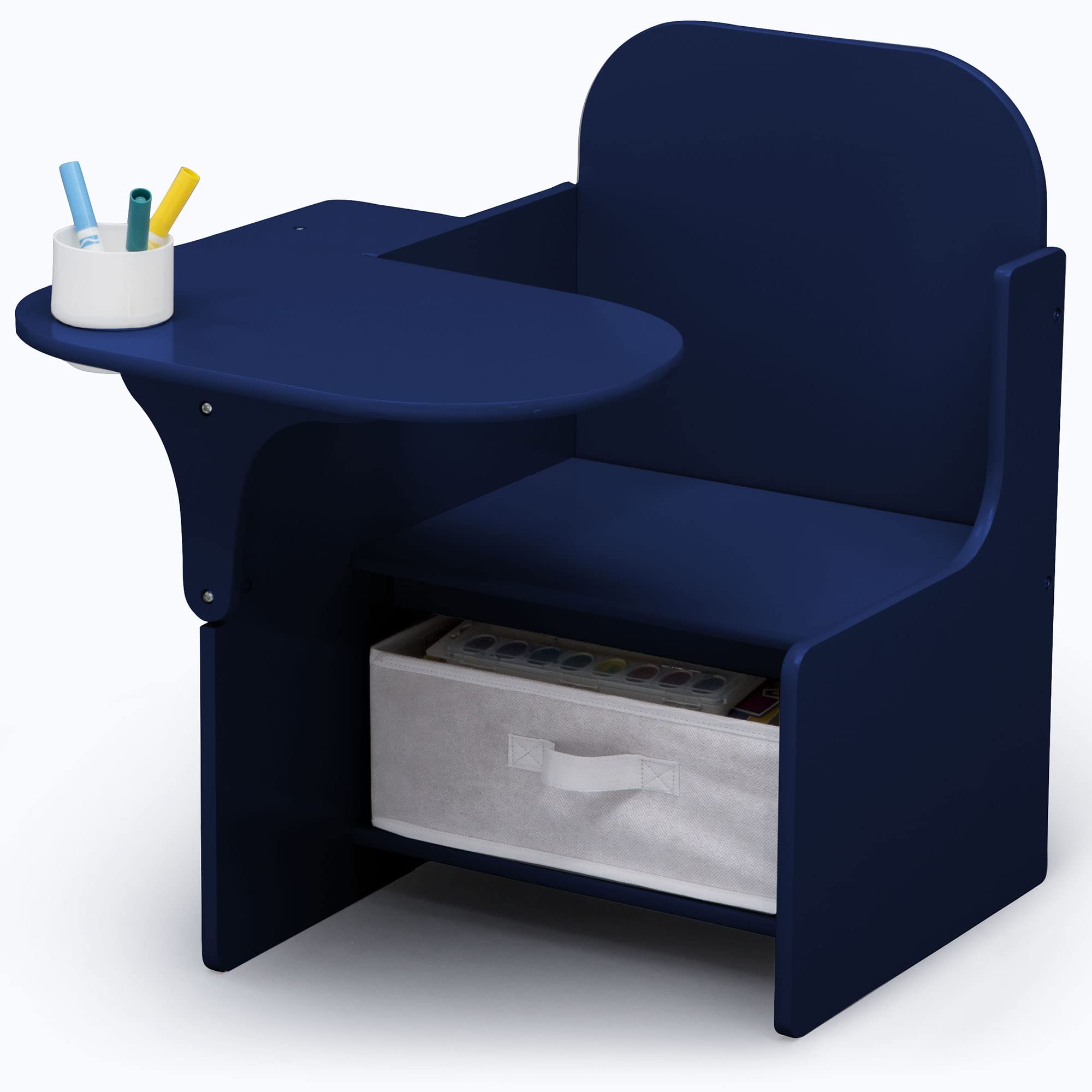 Delta Children MySize Chair Desk with Storage Bin - Greenguard Gold Certified, Navy Blue - Perfect for Kids Study, Homeschooling & Playroom Organization