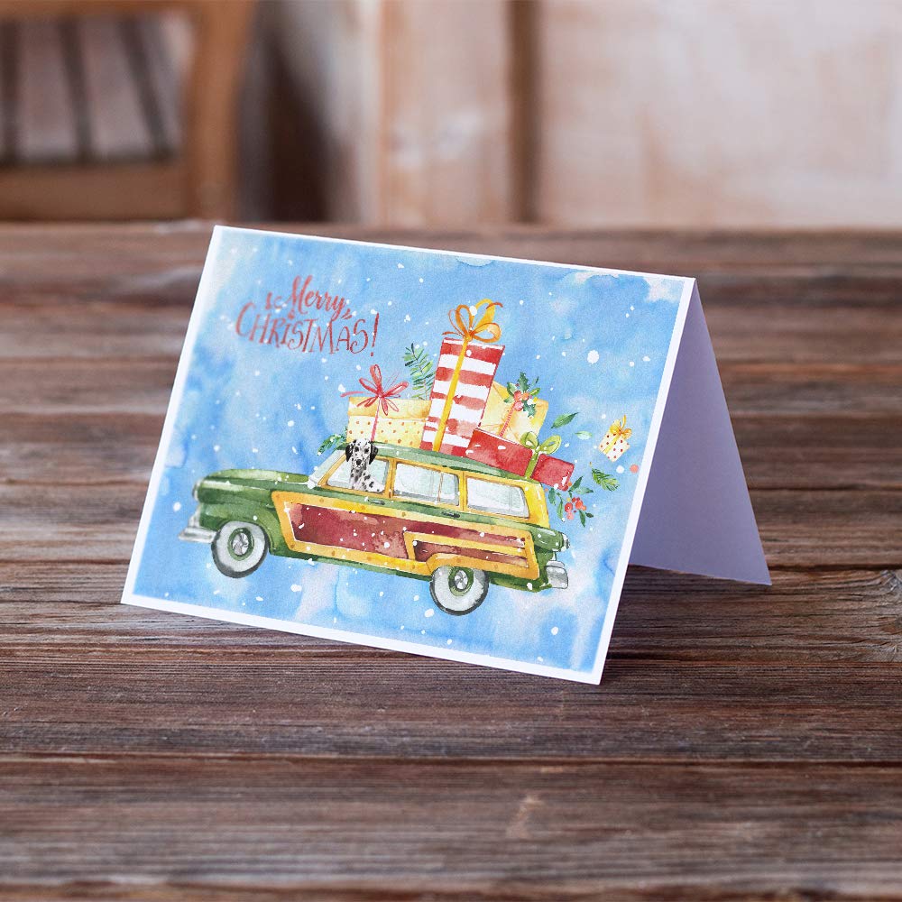 Merry Christmas Dalmatian Greeting Cards - Pack of 8 Blank A7 Note Cards with Envelopes (5x7 inches) | Whimsical Holiday Stationery for Christmas Wishes, Party Invitations & Festive Correspondence