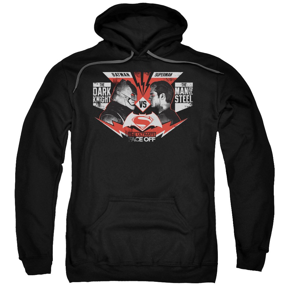 Trevco Men's Batman V Superman Hoodie Sweatshirt | DC Comics Graphic Pullover | Warm Fleece-Lined Zip-Up Jacket for Superhero Fans | Perfect for Cosplay, Comic Con & Casual Wear