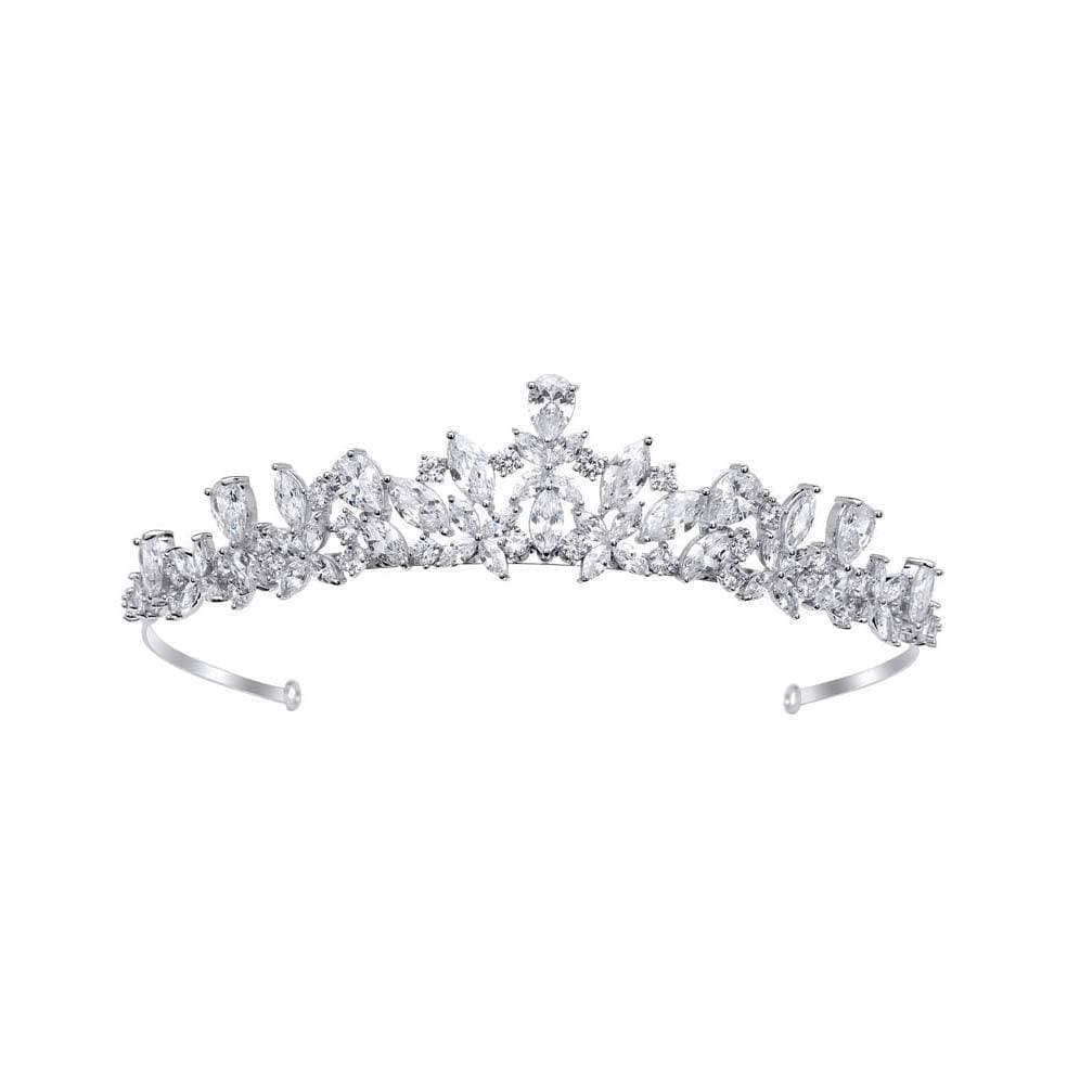 Flora Simulated Diamond Tiara - Elegant Crystal Rhinestone Bridal Headpiece for Weddings, Prom & Special Occasions