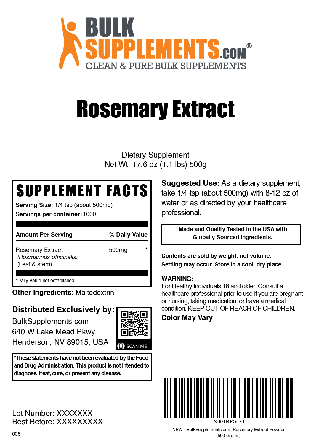 Organic Rosemary Extract Powder for Skin & Hair Care - Natural Antioxidant Supplement for Cooking, Smoothies & DIY Beauty Recipes