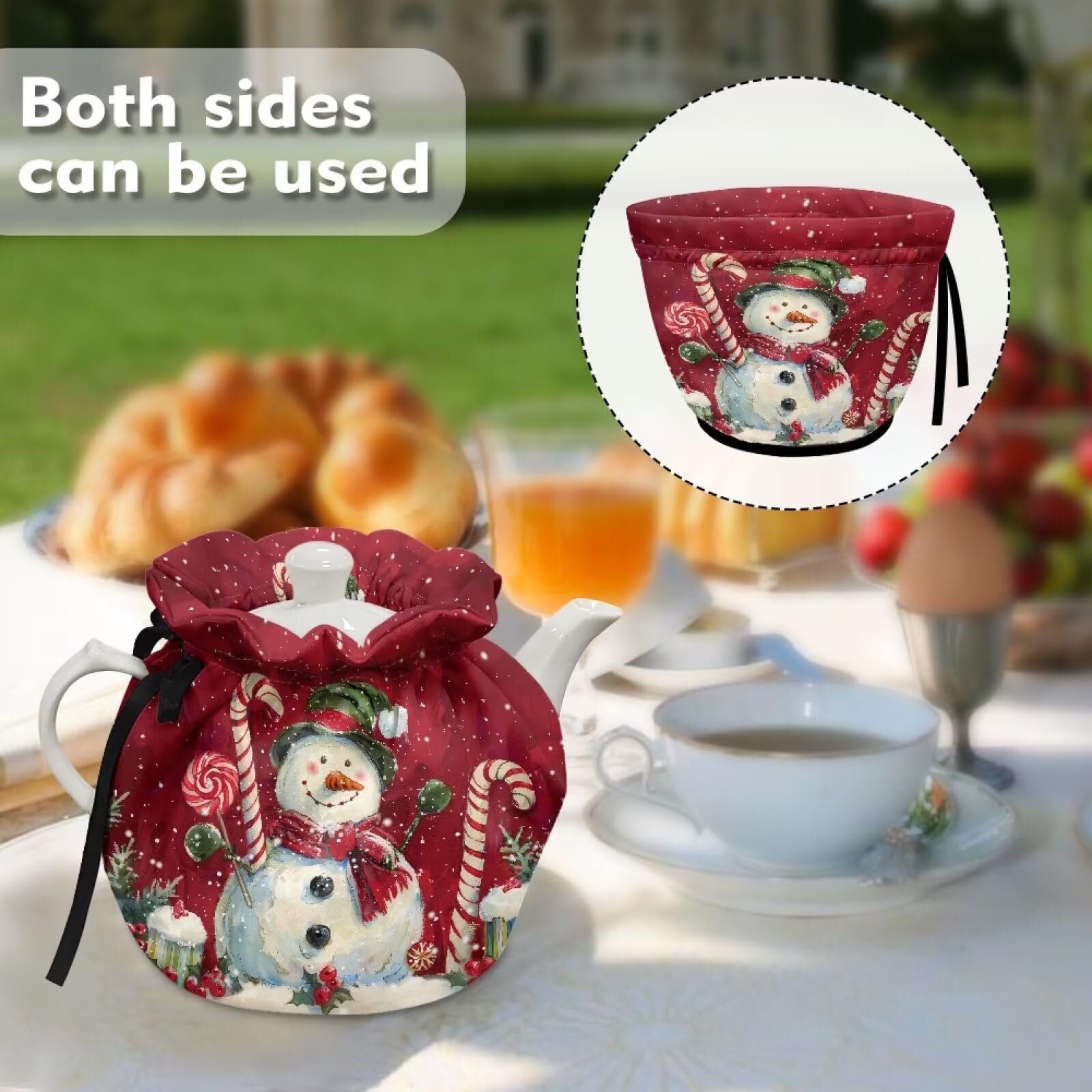 Soft Insulated Snowman Tea Cozy - Foldable Teapot Cover for Heat Retention & Dust Protection | Cute Kitchen Decor Accessory | Perfect for Winter Tea Parties & Home Decor