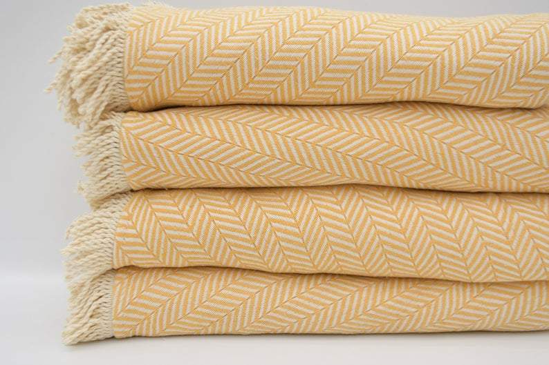 Premium 100% Cotton Peach Yellow Round Beach Towel - Soft, Absorbent & Quick-Drying for Pool, Beach, Yoga & Outdoor Activities